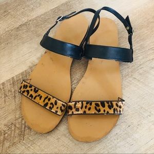 J. Crew Leopard Flat Sandals 9.5 GUC